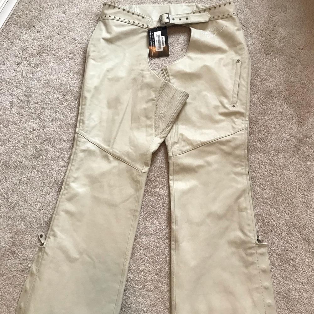 Harley-Davidson Cream leather Chaps New